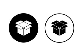 Open box iconn set on white background. Cardboard box, packaging open. Box icon vector