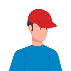 young man with cap avatar character icon vector illustration design