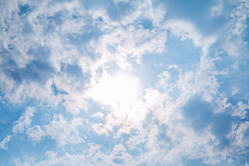 Bright clouds in blue sky in summer day.