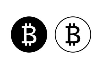 Bitcoin sign icons set on white background. Crypto currency symbol. Blockchain. Cryptocurrency