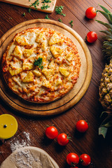Seafood Italian Pizza on wooden table