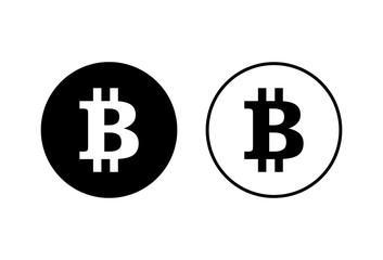 Bitcoin sign icons set on white background. Crypto currency symbol. Blockchain. Cryptocurrency