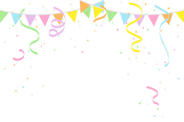Fototapeta na wymiar Colorful Party Flags And Confetti On White Background. Celebration & Party. Surprise Banner. festa junina brazil. Vector Illustration