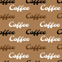 Coffee seamless pattern design. Decorate text in brown colors.