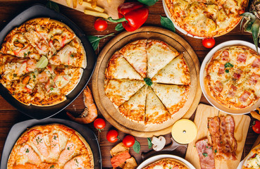 Italian Pizza on wooden table