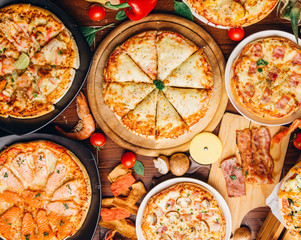 Italian Pizza on wooden table