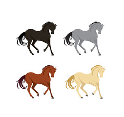 Horse pattern design. Horse with girl rider in cartoon style. Vector illustration.