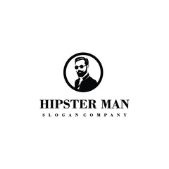  Awesome Hipster Man With Suit And Eyeglasses Symbol Design Style Mustache Vector Logo