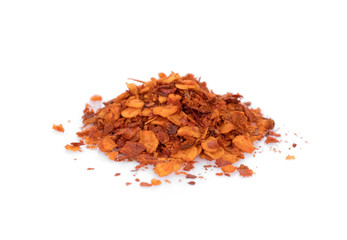 crushed chilli isolated on white background