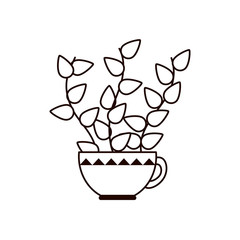 plant inside pot line style icon vector design