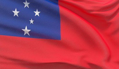 Waving national flag of Samoa. Waved highly detailed close-up 3D render.