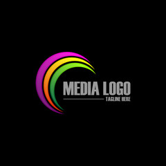Simple media logo template design vector