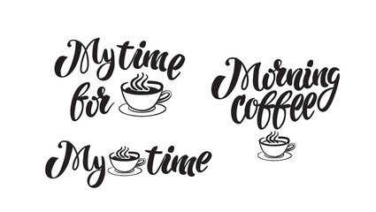 Coffee cup and text. Use it for print or web poster design.