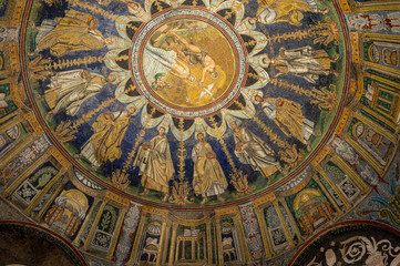  The ceiling mosaic in the Baptistry of Neon in Ravenna. Italy