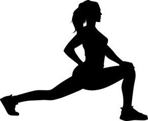 Fototapeta na wymiar Vector silhouette of an athlete woman exercising her legs