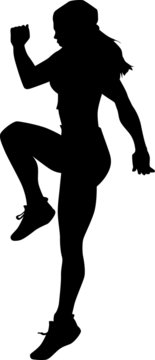 Vector silhouette of an attractive woman jumping