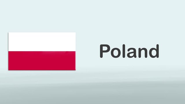 3d Presentation promo intro in white background with a colorful ribon of the flag and country of Poland