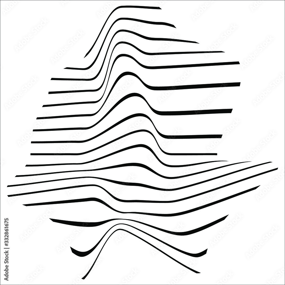 Poster abstract rippled lines pattern with wavy vibrant facture on white background. music cover. square fo