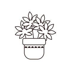 plant inside pot line style icon vector design