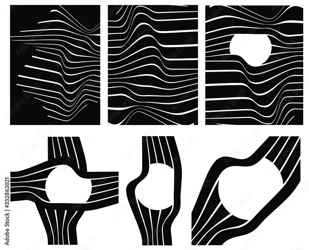 Poster abstract rippled lines pattern with wavy vibrant facture on background. square format. vector illust