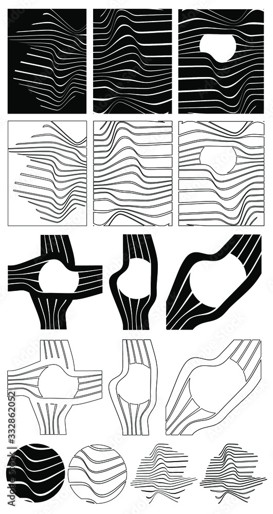 Poster abstract rippled lines pattern with wavy vibrant facture on background. square format. vector illust