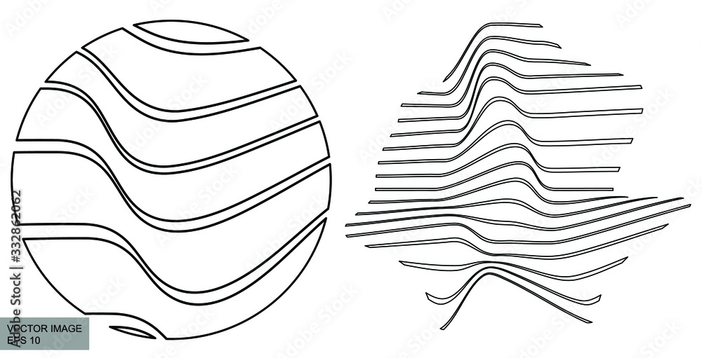 Poster abstract rippled lines pattern with wavy vibrant facture on background. square format. vector illust