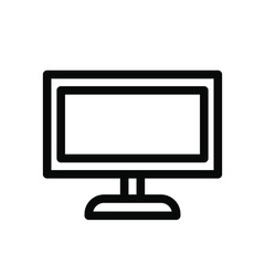 Monitor icon , business concept design emblem isolated , office screen outline solid background white