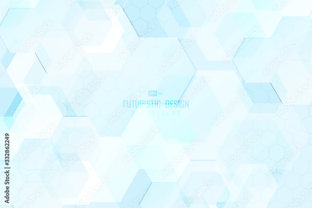 Poster abstract blue hexagonal pattern of technology design artwork background. illustration vector eps10