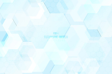 Obraz na płótnie Canvas Abstract blue hexagonal pattern of technology design artwork background. illustration vector eps10