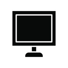 Monitor icon , business concept design emblem isolated , office screen outline solid background white