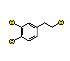 The chemical formula of dopamine. Vector illustration.