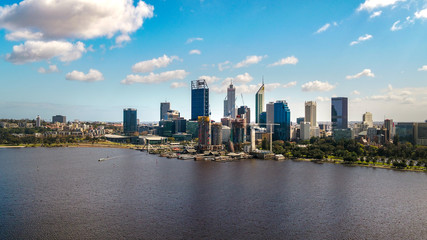 Fototapeta na wymiar Aerial Drone Images Perth City Skyline Western Australia 
