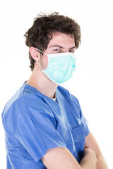 nurse man in mask coronavirus covid-19 health protection against virus infection