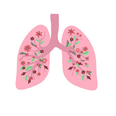 Human lungs with flowers