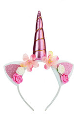 Children's hoop for hair with a unicorn horn. Outfit for children's parties. Unicorns.