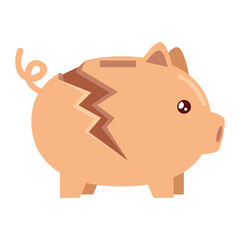 piggy bank broken isolated icon vector illustration design