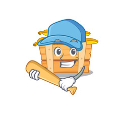 Mascot design style of banana fruit box with baseball stick