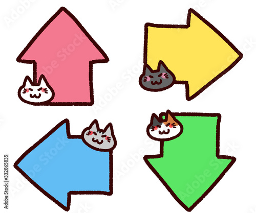 かわいい矢印と猫セット Wall Mural Wallpaper Murals 小礒 由里加