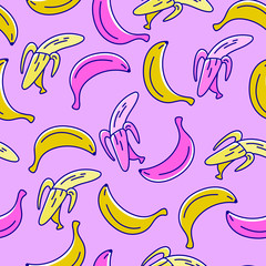 Vector seamless pattern. Fruits. Bananas