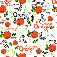 Vector seamless pattern. Fruits. orange