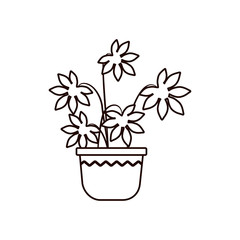 plant inside pot line style icon vector design