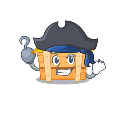 Cool banana fruit box in one hand Pirate cartoon design style with hat