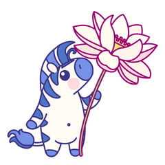 vector flat striped baby zebra. cute animal