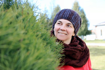 woman in a coat on a walk