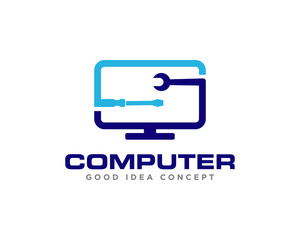 Computer Technology Logo Icon Design Vector