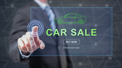 Man touching a car sale concept