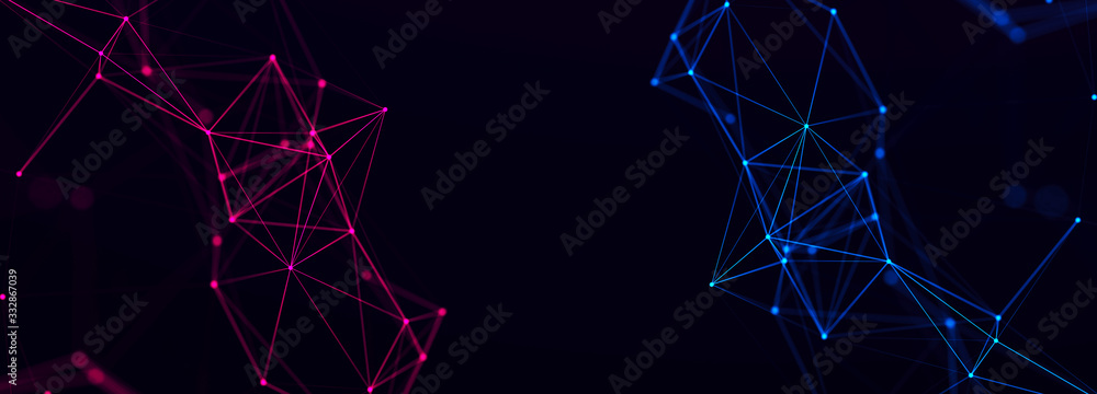 Wall mural abstract digital connection dots and lines. technology background. network connection structure. ple