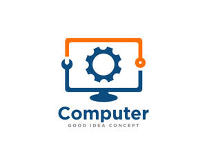 Computer Technology Logo Icon Design Vector