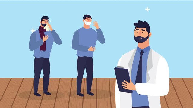doctor with patient characters animation
