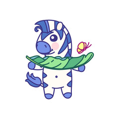 vector flat striped baby zebra. cute animal